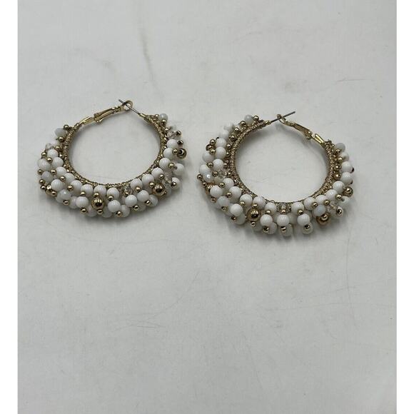 Lilly Pulitzer GWP Resort White Gold Tone Hoop Dangling Beads Earrings New - Picture 11 of 11